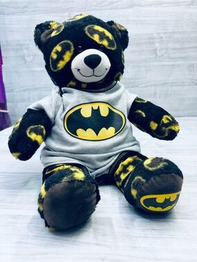 Build-A-Bear Batman Logo Plush Bear - Black & Yellow Rare